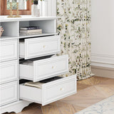 Rustic 6 Drawer Open Shelves Dresser