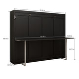 Queen Horizontal Murphy Bed with Desk – Black