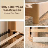 Yechen Wingback Bed Frame | Boucle & Solid Pine | Queen | No Box Spring | Off White