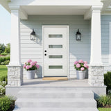 YECHEN 36" x 80" Fiberglass Pre-Hung Front Door, Contemporary Black Entry Door with Frosted Privacy Glass (Left/Right Hand Inswing)