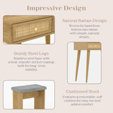 Yechen Boho Rattan Vanity Desk with Stool & LED Mirror | Compact Makeup Table for Small Spaces