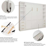Queen Murphy Bed with Dual Side Storage Cabinets & Bookshelves | Space-Saving Wall Bed | Yechen Home