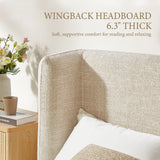 YECHEN Queen Cloud Bed Frame - Modern Upholstered Platform Bed with Curved Headboard, Water-Resistant Bouclé Fabric, Tool-Free Assembly, No Box Spring Needed