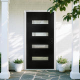 YECHEN 36" x 80" Fiberglass Pre-Hung Front Door, Contemporary Black Entry Door with Frosted Privacy Glass (Left/Right Hand Inswing)