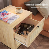 Boho Rattan Drawers Sidetable Nightstand 2 Packs