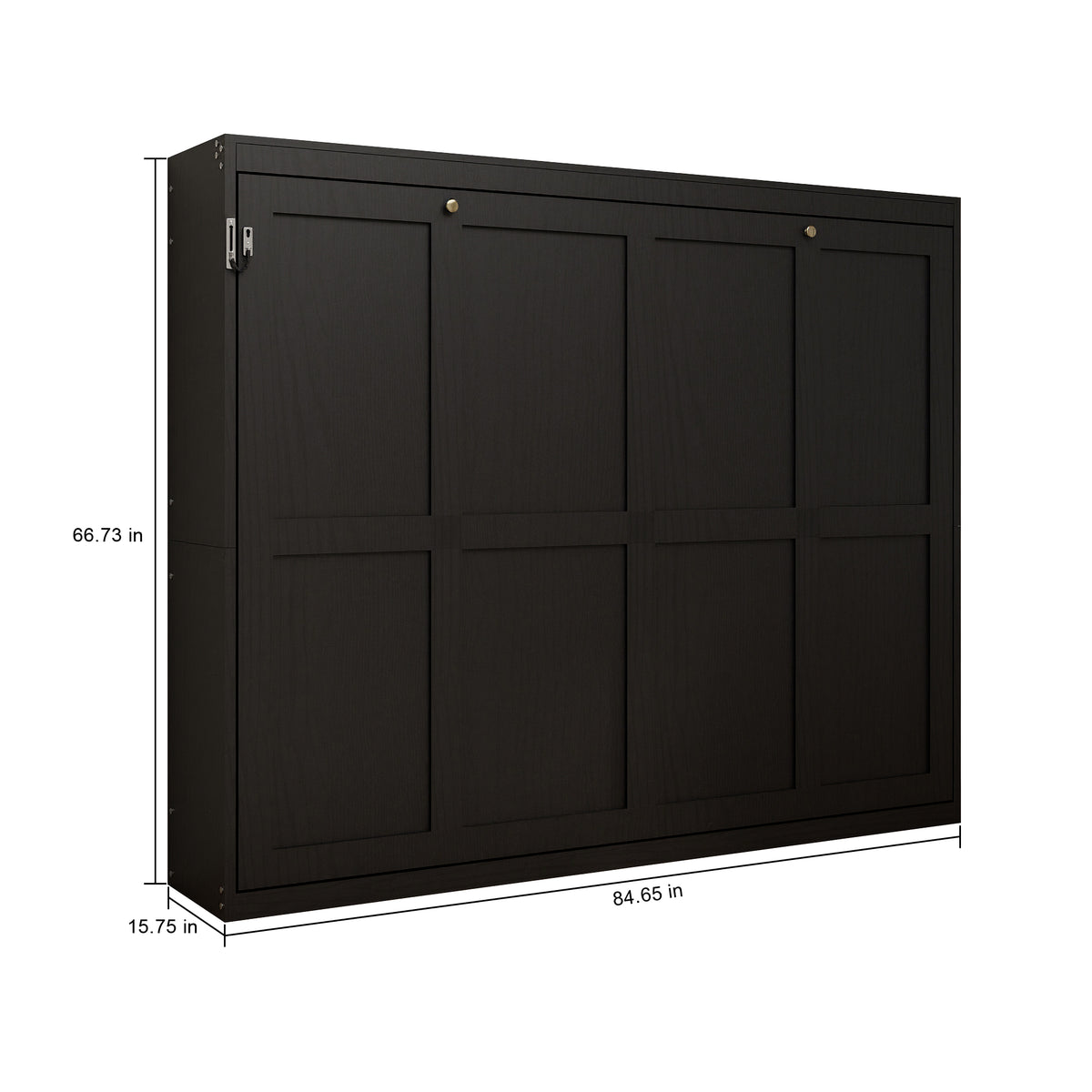 Queen Horizontal Murphy Bed with Folding Cabinet – Black