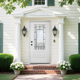 YECHEN 36" x 80" Fiberglass Pre-Hung Front Door, Contemporary Black Entry Door with Frosted Privacy Glass (Left/Right Hand Inswing)