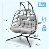 Double Egg Swing Chair with Stand for Outdoor