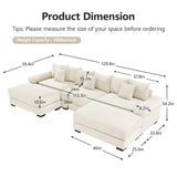 54" Oversized Corduroy Modular Sectional Sofa - Premium Comfort with High-Density Foam & Flexible Design