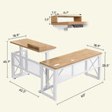 L-Shaped Standing Adjustable Desk, 4-in-1 Power Strip