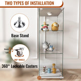 YECHEN Glass Display Cabinet with LED Lights | Tempered Glass Curio Cabinet