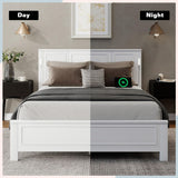 Farmhouse Bed Frame with LED Lights & Charging Station | Solid Pine Wood | Queen & King