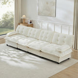 Modular Sectional Sofa with Cloud Cushions | Chenille Fabric | 2/3/4 Seater with Ottoman Options
