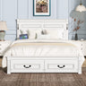 Farmhouse Bed Frame with Storage Drawers & LED Lights | Solid Pine Wood