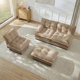 Modular Sectional Sofa with Cloud Cushions | Chenille Fabric | 2/3/4 Seater with Ottoman Options