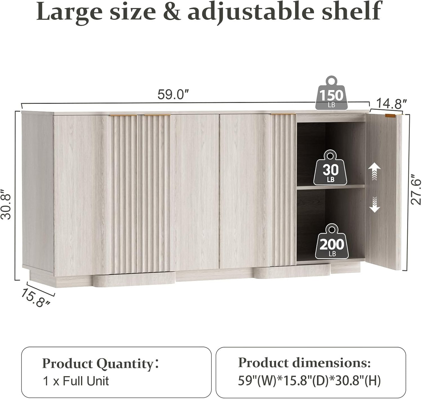 31.5" Modern Buffet Cabinet  With Storage