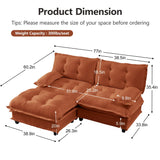 Modular Sectional Sofa with Cloud Cushions | Chenille Fabric | 2/3/4 Seater with Ottoman Options