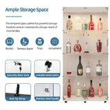 YECHEN 65" Smart Glass Display Cabinet | Bluetooth LED Lights, Music Sync & Swivel Casters – 4-Tier Curio Cabinet