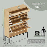 Shoe Rack Storage Organizer with 2 Natural Semi-Circular Rattan Doors