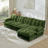 Modular Sectional Sofa with Cloud Cushions | Chenille Fabric | 2/3/4 Seater with Ottoman Options