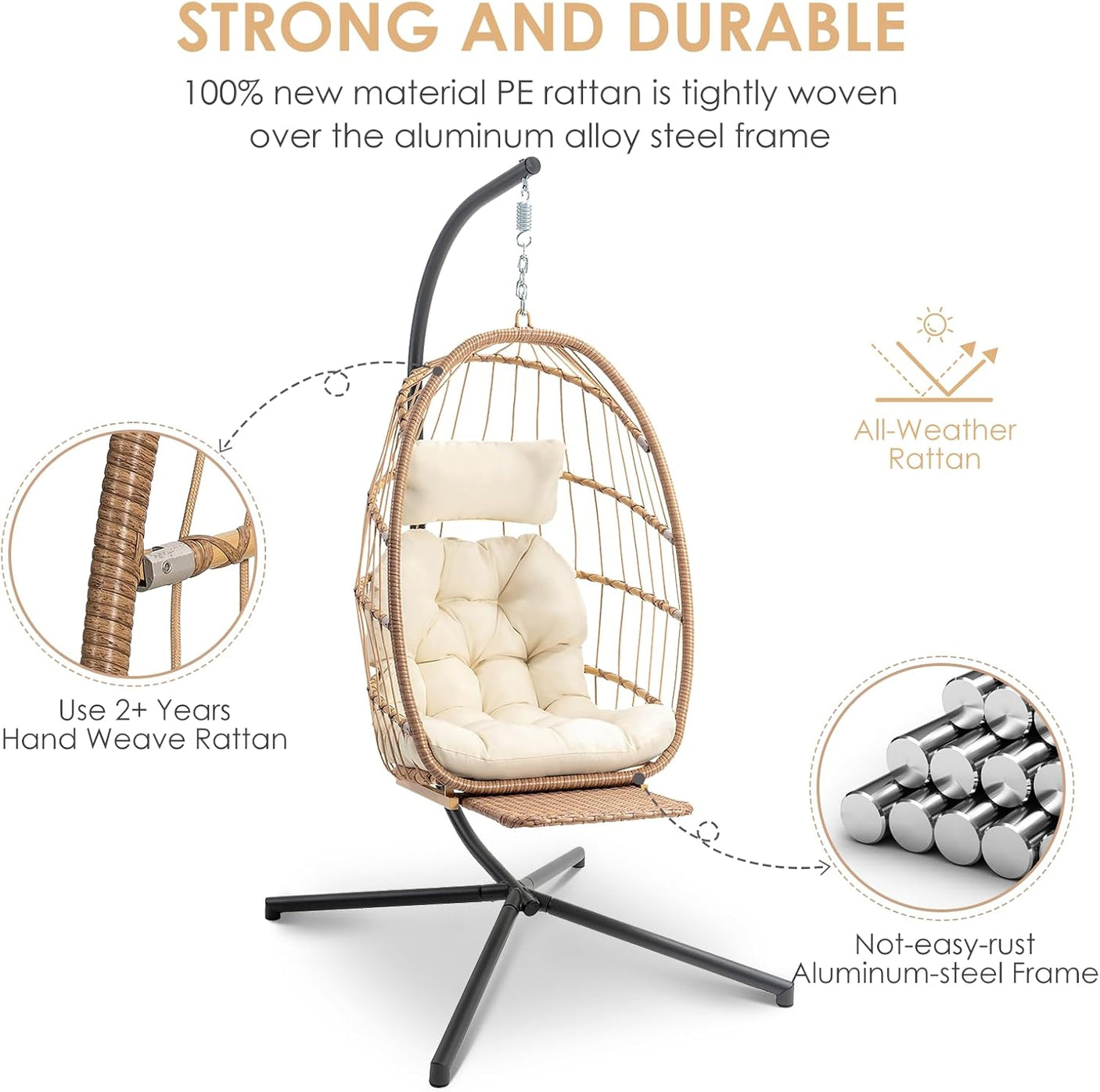 Outdoor Hammock Egg Hanging Chair with Cushion