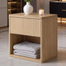 Yechen Fluted Nightstand | 22.8" Wide Mid-Century Bedside Table with Hidden Drawer & Open Shelf