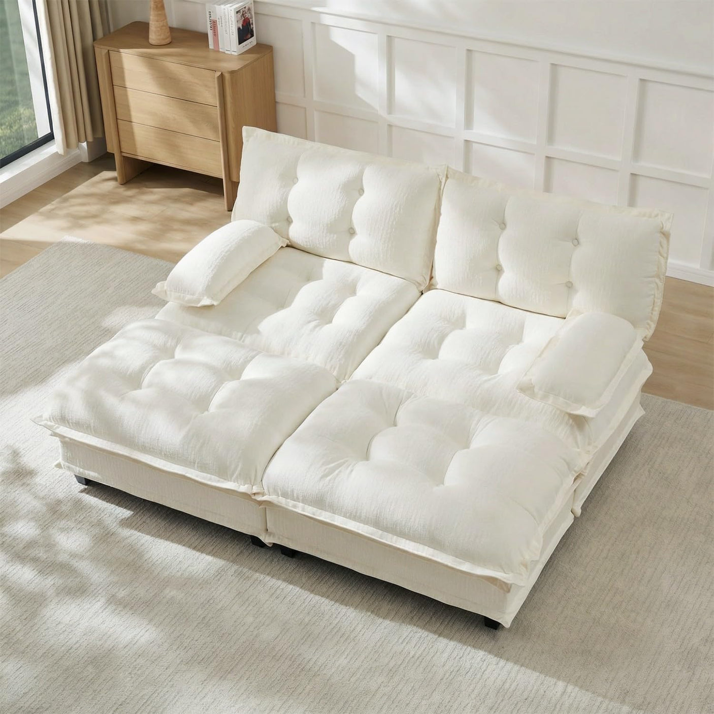 Modular Sectional Sofa with Cloud Cushions | Chenille Fabric | 2/3/4 Seater with Ottoman Options