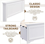 Farmhouse Queen Size Bed Frame with 4 Storage Drawers