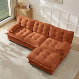 Modular Sectional Sofa with Cloud Cushions | Chenille Fabric | 2/3/4 Seater with Ottoman Options