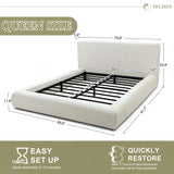 Cloud Bed Frame with Removable Headboard | Boucle Upholstered | Queen & King