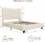 Boho Boucle Cloud Upholstered Platform Bed - Fluffy Soft Bed Frame with Rounded Corners