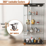 YECHEN Glass Display Cabinet with LED Lights | Tempered Glass Curio Cabinet