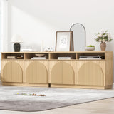Fluted Sideboard Buffet Cabinet with Arched Reeded Doors - Mid Century Modern Storage