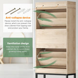 3 Doors Natural Rattan Entryway Storage Shoe Cabinet