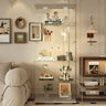 YECHEN 75" Tall White Glass Display Cabinet | 5-Tier Curio Cabinet with LED Lights & Security Lock