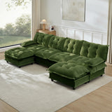 Modular Sectional Sofa with Cloud Cushions | Chenille Fabric | 2/3/4 Seater with Ottoman Options