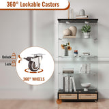 YECHEN Glass Display Cabinet with LED Lights | Double-Door Curio Cabinet with 2 Drawers