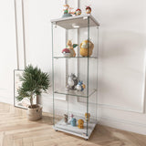 YECHEN Glass Display Cabinet with LED Lights | Tempered Glass Curio Cabinet