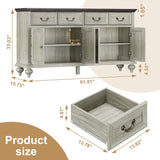62" Large Farmhouse Buffet Cabinet with 4 Drawers & 4 Doors