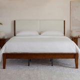 Yechen Bamboo Bed Frame – Japanese Joinery, Linen Headboard, Queen & King