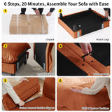 Modular Sectional Sofa with Cloud Cushions | Chenille Fabric | 2/3/4 Seater with Ottoman Options