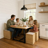 43" Corner Dining Table Set with Storage, 6-Piece Breakfast Nook with Benches & Ottomans, Seats 4-6