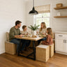 43" Corner Dining Table Set with Storage, 6-Piece Breakfast Nook with Benches & Ottomans, Seats 4-6