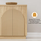 Fluted Sideboard Buffet Cabinet with Arched Reeded Doors - Mid Century Modern Storage
