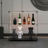 2-Tier Tempered Glass Display Cabinet with Bluetooth LED Light | Music Sync, Motion Sensor & Lockable Casters