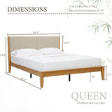 Yechen Bamboo Bed Frame – Japanese Joinery, Linen Headboard, Queen & King