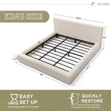 Cloud Bed Frame with Removable Headboard | Boucle Upholstered | Queen & King