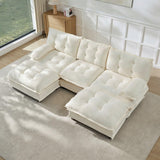 Modular Sectional Sofa with Cloud Cushions | Chenille Fabric | 2/3/4 Seater with Ottoman Options