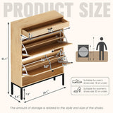 Slim Entryway Shoe Organizer with Half linear Circle Doors