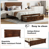 Farmhouse Bed Frame with Storage Drawers & LED Lights | Solid Pine Wood
